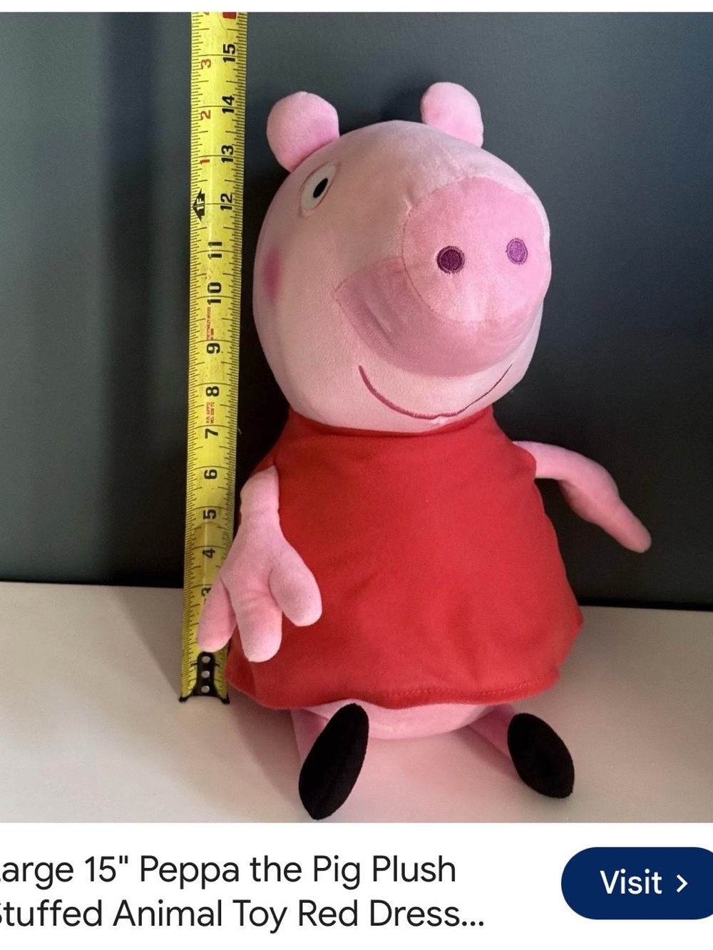 Peppa Pig Plush by Peppa Pig - Pink Body with Red Dress 15”